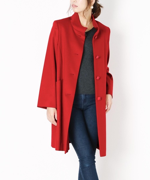 【高級】PIACENZA ステンカラーコート　カシミヤブレンド PIACENZA]カシミヤステンカラーコート（ステンカラーコート