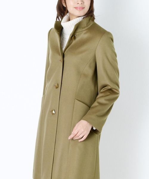B0917K【PIACENZA】ステンカラーコート カシミヤ100% 美品 PIACENZA/ピアチェンツァ カシミヤ100％ コート レディース
