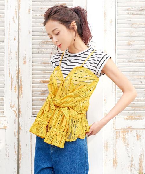 KOBE LETTUCE（コウベレタス）の「[無地orボーダー柄]フレンチスリーブシンプルTシャツ/レディーストップス[C3156]神戸レタス（Tシャツ/カットソー・レディース・チャコールグレー/カーキ/ネイビー/ベージュ/ブラック/ピンク/オフホワイト/その他/グレー/ライトブルー・FREE）」の10枚目の写真