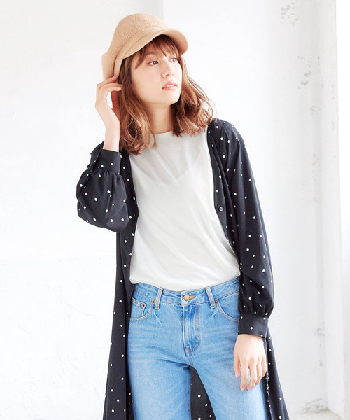 KOBE LETTUCE（コウベレタス）の「[無地orボーダー柄]フレンチスリーブシンプルTシャツ/レディーストップス[C3156]神戸レタス（Tシャツ/カットソー・レディース・チャコールグレー/カーキ/ネイビー/ベージュ/ブラック/ピンク/オフホワイト/その他/グレー/ライトブルー・FREE）」の13枚目の写真