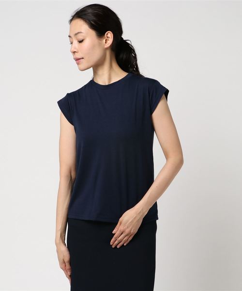 KOBE LETTUCE（コウベレタス）の「[無地orボーダー柄]フレンチスリーブシンプルTシャツ/レディーストップス[C3156]神戸レタス（Tシャツ/カットソー・レディース・チャコールグレー/カーキ/ネイビー/ベージュ/ブラック/ピンク/オフホワイト/その他/グレー/ライトブルー・FREE）」の9枚目の写真