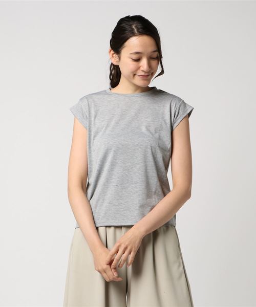 KOBE LETTUCE（コウベレタス）の「[無地orボーダー柄]フレンチスリーブシンプルTシャツ/レディーストップス[C3156]神戸レタス（Tシャツ/カットソー・レディース・チャコールグレー/カーキ/ネイビー/ベージュ/ブラック/ピンク/オフホワイト/その他/グレー/ライトブルー・FREE）」の5枚目の写真