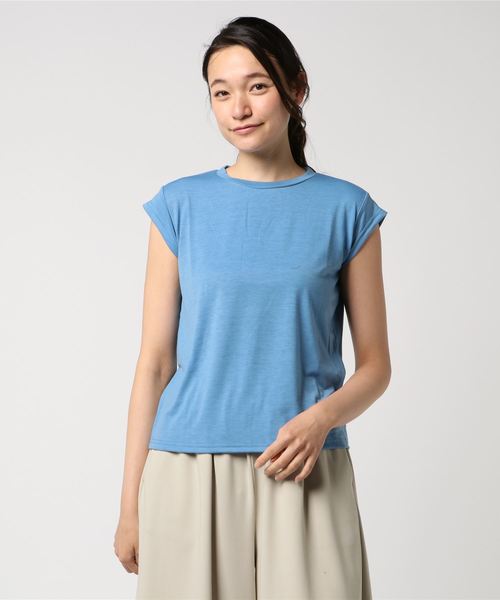 KOBE LETTUCE（コウベレタス）の「[無地orボーダー柄]フレンチスリーブシンプルTシャツ/レディーストップス[C3156]神戸レタス（Tシャツ/カットソー・レディース・チャコールグレー/カーキ/ネイビー/ベージュ/ブラック/ピンク/オフホワイト/その他/グレー/ライトブルー・FREE）」の8枚目の写真