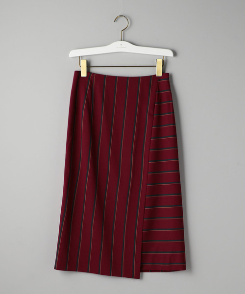 UNITED ARROWS（ユナイテッドアローズ）の「UBCB R/N パネルストライプ ラップスカート ◆（スカート・レディース・ブラック/ワインレッド・34/40/36/38）」の9枚目の写真