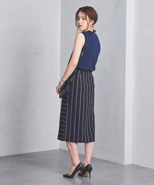 UNITED ARROWS（ユナイテッドアローズ）の「UBCB R/N パネルストライプ ラップスカート ◆（スカート・レディース・ブラック/ワインレッド・34/40/36/38）」の15枚目の写真