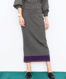 【CITY】MELANGE WOOL LACE-UP SKIRT