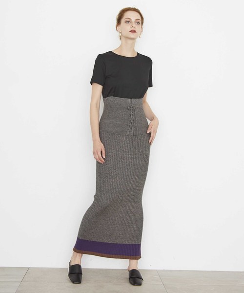 city(シティ)の「【CITY】MELANGE WOOL LACE-UP SKIRT(スカート・レディース・ブラック/レッド・1)」の3枚目の写真