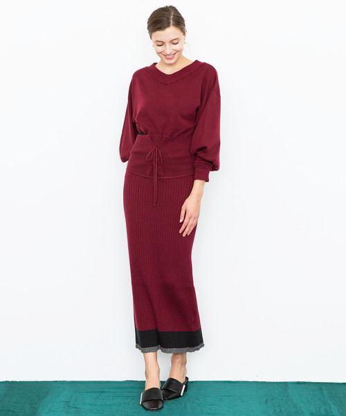 city(シティ)の「【CITY】MELANGE WOOL LACE-UP SKIRT(スカート・レディース・ブラック/レッド・1)」の9枚目の写真
