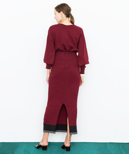 city(シティ)の「【CITY】MELANGE WOOL LACE-UP SKIRT(スカート・レディース・ブラック/レッド・1)」の5枚目の写真