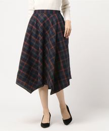 ・チェックイレヘムフレアスカート