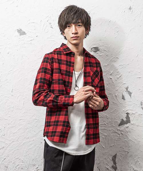 MinoriTY（マイノリティ）の「レギュラーカラービエラチェックシャツ（シャツ/ブラウス・メンズ・ホワイト/ネイビー/ブラック系その他/ベージュ系その他/ブルー系その他/レッド系その他/ワイン/ブルー系その他2/レッド系その他2/チェック・S/M/L/XL）」の7枚目の写真