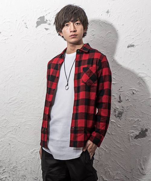 MinoriTY（マイノリティ）の「レギュラーカラービエラチェックシャツ（シャツ/ブラウス・メンズ・ホワイト/ネイビー/ブラック系その他/ベージュ系その他/ブルー系その他/レッド系その他/ワイン/ブルー系その他2/レッド系その他2/チェック・S/M/L/XL）」の9枚目の写真