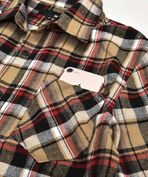 MinoriTY（マイノリティ）の「レギュラーカラービエラチェックシャツ（シャツ/ブラウス・メンズ・ホワイト/ネイビー/ブラック系その他/ベージュ系その他/ブルー系その他/レッド系その他/ワイン/ブルー系その他2/レッド系その他2/チェック・S/M/L/XL）」の16枚目の写真