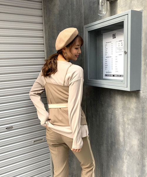 CIEL'AIR（シエルエアー）の「【CIEL'AIR/シエルエア】ウエストベロアベルトビスチェ（キャミソール・レディース・ベージュ/グレー・FREE）」の11枚目の写真