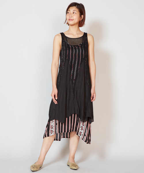 チャイハネ(チャイハネ)の「【チャイハネ】メッシュノースリーブワンピース(チュニック・レディース・ブラック/レッド/ブルー/グリーン・FREE)」の15枚目の写真