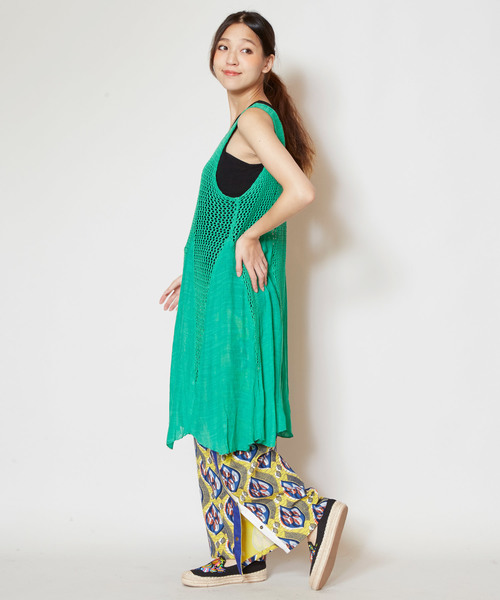 チャイハネ(チャイハネ)の「【チャイハネ】メッシュノースリーブワンピース(チュニック・レディース・ブラック/レッド/ブルー/グリーン・FREE)」の19枚目の写真