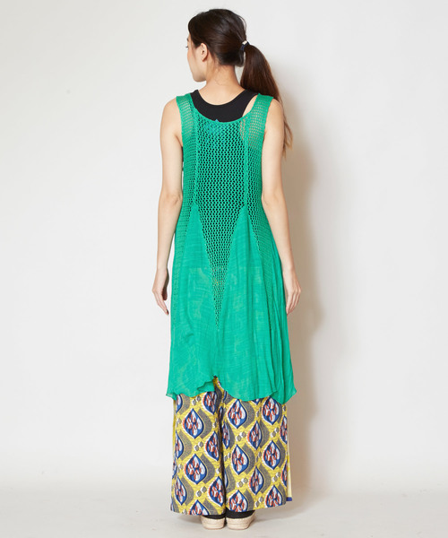 チャイハネ(チャイハネ)の「【チャイハネ】メッシュノースリーブワンピース(チュニック・レディース・ブラック/レッド/ブルー/グリーン・FREE)」の13枚目の写真