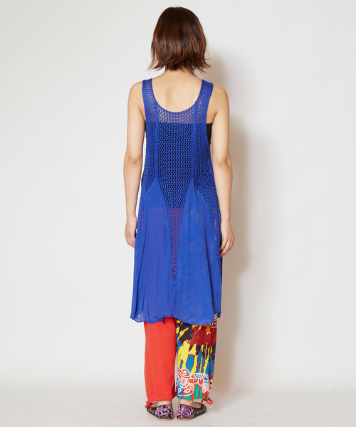 チャイハネ(チャイハネ)の「【チャイハネ】メッシュノースリーブワンピース(チュニック・レディース・ブラック/レッド/ブルー/グリーン・FREE)」の8枚目の写真