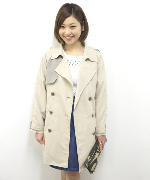 mystic(ミスティック)の「配色トレンチコート(トレンチコート・レディース・ベージュ/ネイビー/キャメル/ピンク・フリ-)」の15枚目の写真