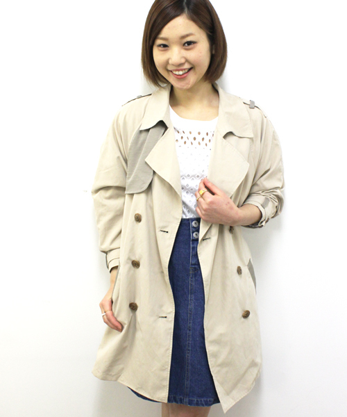 mystic(ミスティック)の「配色トレンチコート(トレンチコート・レディース・ベージュ/ネイビー/キャメル/ピンク・フリ-)」の5枚目の写真