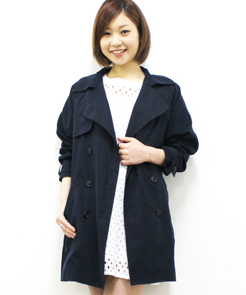 mystic(ミスティック)の「配色トレンチコート(トレンチコート・レディース・ベージュ/ネイビー/キャメル/ピンク・フリ-)」の7枚目の写真