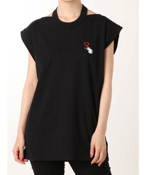 EMODA(エモダ)の「CHOKER LONGタンクトップ Banksy Love Rat ART(タンクトップ・レディース・ホワイト/ブラック・FREE)」の1枚目の写真