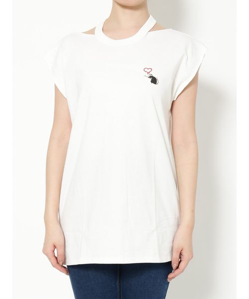 EMODA(エモダ)の「CHOKER LONGタンクトップ Banksy Love Rat ART(タンクトップ・レディース・ホワイト/ブラック・FREE)」の15枚目の写真