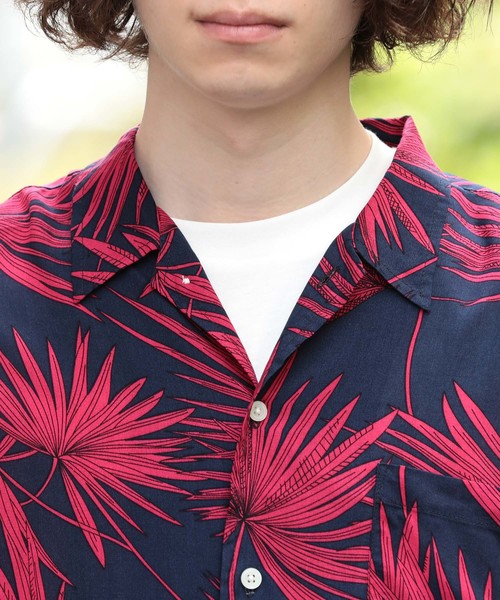 JUNRED(ジュンレッド)の「【ビッグシルエット】リーフプリントオープンカラーシャツ(シャツ/ブラウス・メンズ・ネイビー/レッド/イエロー/ブラック/イエロー系その他2・S/M/L)」の12枚目の写真