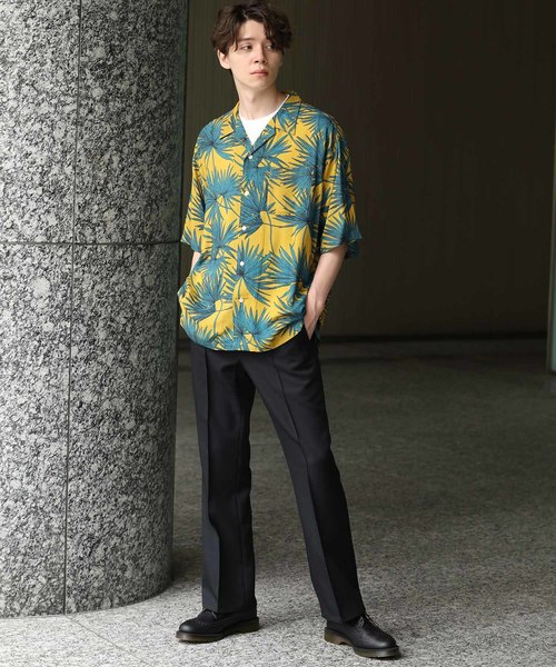 JUNRED(ジュンレッド)の「【ビッグシルエット】リーフプリントオープンカラーシャツ(シャツ/ブラウス・メンズ・ネイビー/レッド/イエロー/ブラック/イエロー系その他2・S/M/L)」の14枚目の写真