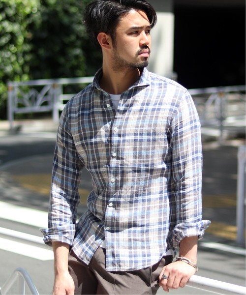 EDIFICE（エディフィス）の「MONTI Li CHECK カッタウェイ シャツ（シャツ/ブラウス・メンズ・グリーン/ブラック系その他/ネイビー/ブルー/ブラウン/ベージュ・MEDIUM/LARGE/SMALL/X-LARGE）」の3枚目の写真