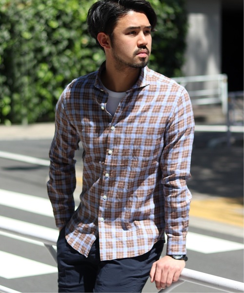 EDIFICE（エディフィス）の「MONTI Li CHECK カッタウェイ シャツ（シャツ/ブラウス・メンズ・グリーン/ブラック系その他/ネイビー/ブルー/ブラウン/ベージュ・MEDIUM/LARGE/SMALL/X-LARGE）」の2枚目の写真