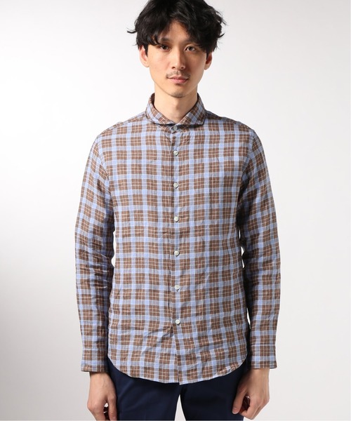 EDIFICE（エディフィス）の「MONTI Li CHECK カッタウェイ シャツ（シャツ/ブラウス・メンズ・グリーン/ブラック系その他/ネイビー/ブルー/ブラウン/ベージュ・MEDIUM/LARGE/SMALL/X-LARGE）」の21枚目の写真