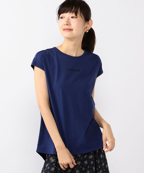 Petit Honfleur（プチオンフルール）の「【COOLER TOUCHシリーズ】ロゴプリントTシャツ（Tシャツ/カットソー・レディース・ブラック/ネイビー/カーキ・M size/L size）」の3枚目の写真