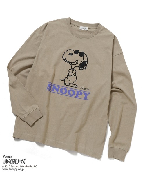 JUNRED(ジュンレッド)の「PEANUTSスヌーピー別注ロンT(Tシャツ/カットソー・メンズ・ホワイト/ブラック/ベージュ・M/L)」の3枚目の写真