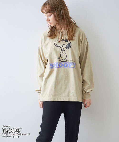 JUNRED(ジュンレッド)の「PEANUTSスヌーピー別注ロンT(Tシャツ/カットソー・メンズ・ホワイト/ブラック/ベージュ・M/L)」の7枚目の写真