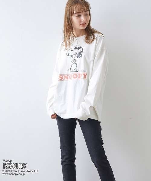 JUNRED(ジュンレッド)の「PEANUTSスヌーピー別注ロンT(Tシャツ/カットソー・メンズ・ホワイト/ブラック/ベージュ・M/L)」の21枚目の写真