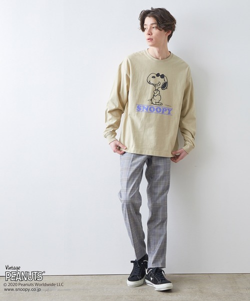 JUNRED(ジュンレッド)の「PEANUTSスヌーピー別注ロンT(Tシャツ/カットソー・メンズ・ホワイト/ブラック/ベージュ・M/L)」の16枚目の写真