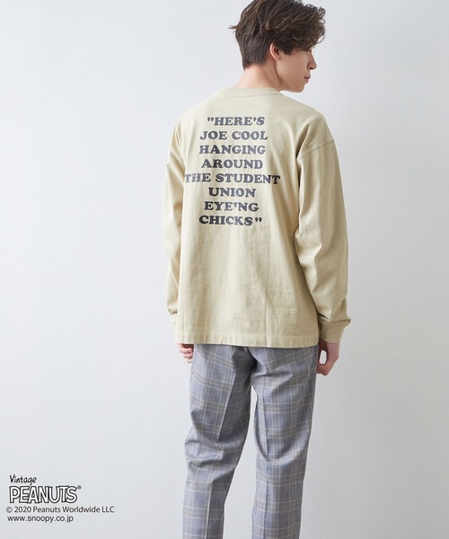 JUNRED(ジュンレッド)の「PEANUTSスヌーピー別注ロンT(Tシャツ/カットソー・メンズ・ホワイト/ブラック/ベージュ・M/L)」の18枚目の写真