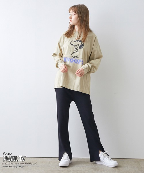 JUNRED(ジュンレッド)の「PEANUTSスヌーピー別注ロンT(Tシャツ/カットソー・メンズ・ホワイト/ブラック/ベージュ・M/L)」の13枚目の写真