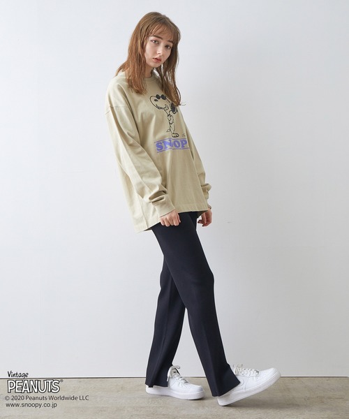 JUNRED(ジュンレッド)の「PEANUTSスヌーピー別注ロンT(Tシャツ/カットソー・メンズ・ホワイト/ブラック/ベージュ・M/L)」の14枚目の写真