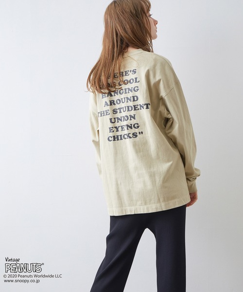 JUNRED(ジュンレッド)の「PEANUTSスヌーピー別注ロンT(Tシャツ/カットソー・メンズ・ホワイト/ブラック/ベージュ・M/L)」の11枚目の写真