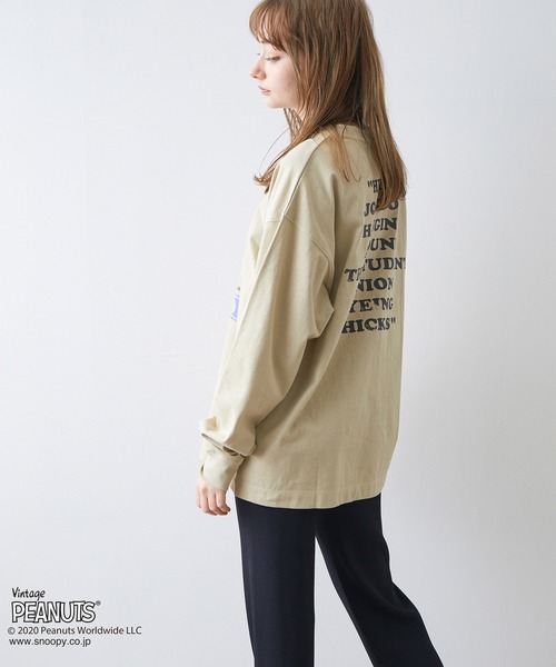 JUNRED(ジュンレッド)の「PEANUTSスヌーピー別注ロンT(Tシャツ/カットソー・メンズ・ホワイト/ブラック/ベージュ・M/L)」の12枚目の写真
