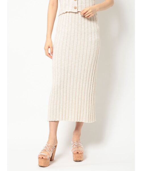 MERCURYDUO（マーキュリーデュオ）の「リブタイトニットスカート（スカート・レディース・アイボリー/ミント/その他1・FREE）」の2枚目の写真