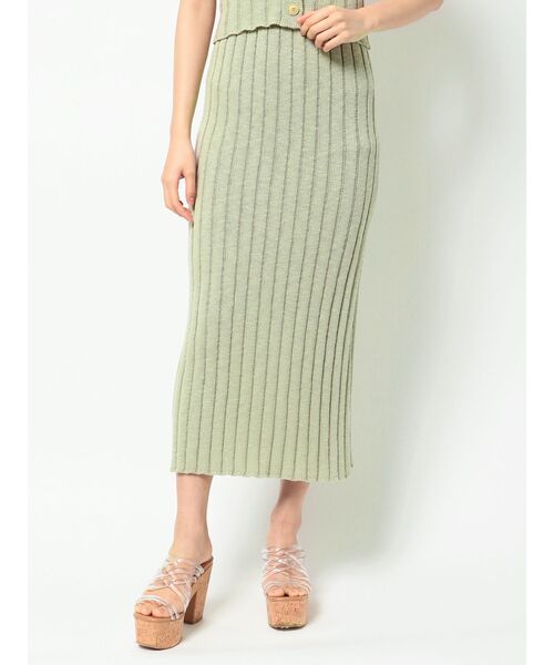 MERCURYDUO（マーキュリーデュオ）の「リブタイトニットスカート（スカート・レディース・アイボリー/ミント/その他1・FREE）」の3枚目の写真