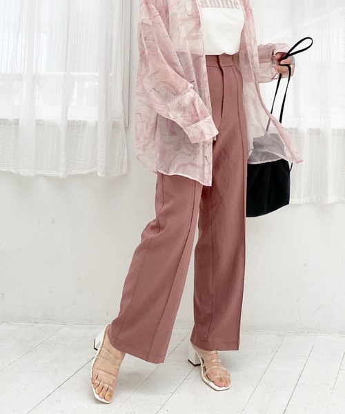 archives（アルシーヴ）の「バックレースアップセンタープレスパンツ（その他パンツ・レディース・パープル/アイボリー/マスタード/レンガ/グリーン・MEDIUM）」の5枚目の写真