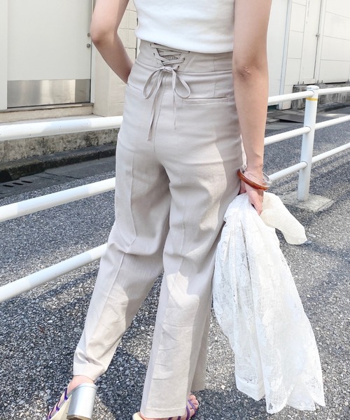 archives（アルシーヴ）の「バックレースアップセンタープレスパンツ（その他パンツ・レディース・パープル/アイボリー/マスタード/レンガ/グリーン・MEDIUM）」の13枚目の写真