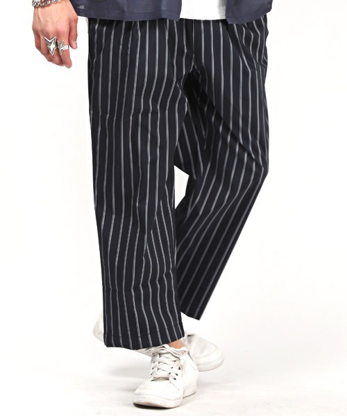 LUXSTYLE(ラグスタイル)の「ストレッチワイドタックパンツ(その他パンツ・メンズ・ブラック/ベージュ/ブルー系その他/ストライプ・M/L/XL)」の3枚目の写真