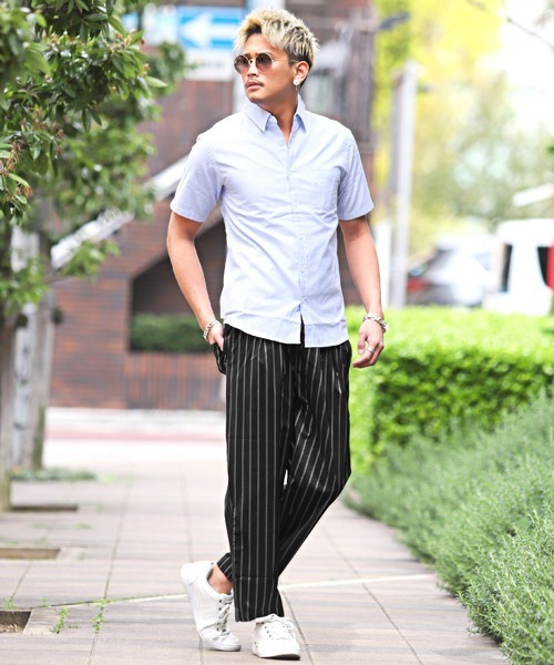 LUXSTYLE(ラグスタイル)の「ストレッチワイドタックパンツ(その他パンツ・メンズ・ブラック/ベージュ/ブルー系その他/ストライプ・M/L/XL)」の9枚目の写真