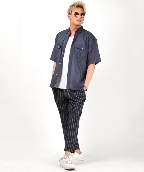 LUXSTYLE(ラグスタイル)の「ストレッチワイドタックパンツ(その他パンツ・メンズ・ブラック/ベージュ/ブルー系その他/ストライプ・M/L/XL)」の10枚目の写真