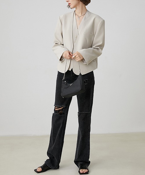 Fano Studios（ファノ ストゥディオズ）の「【Fano Studios】ストレートシルエット ブラック ダメージデニムパンツ FX20K143（デニムパンツ・レディース・ブラック・S/M/L）」の21枚目の写真